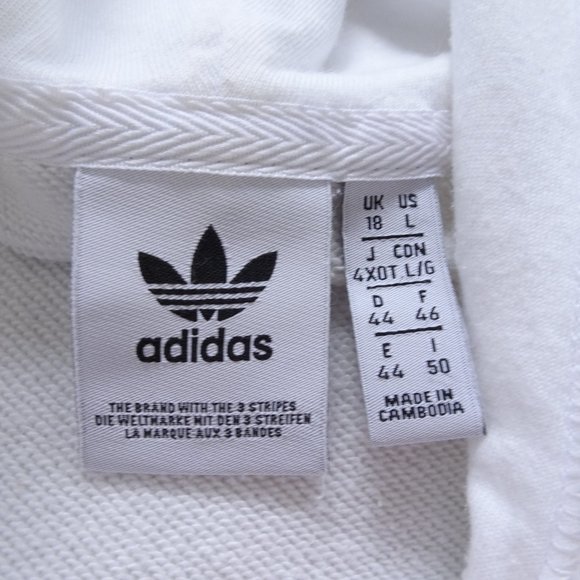 Adidas Pullover White Crop Sweatshirt Large Oversize with split sleeve. - Picture 11 of 11